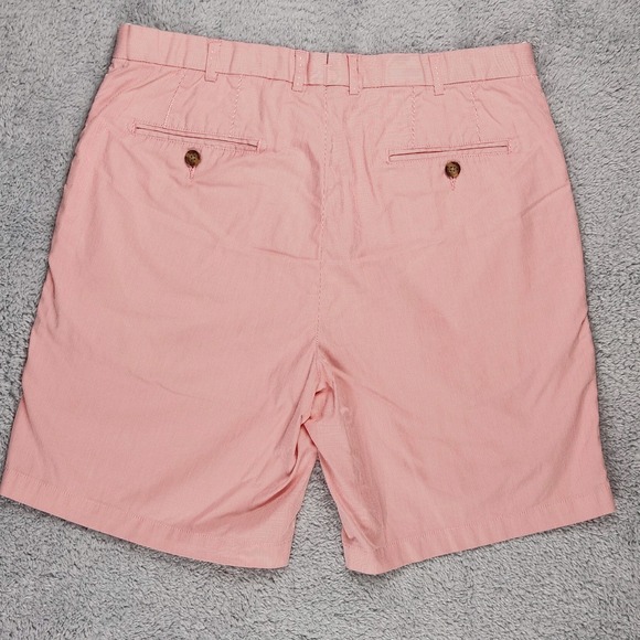 Peter Millar Mens Chino Shorts Sz 35 Pink/White Striped 8.5" Inseam Mid Rise - Picture 16 of 16